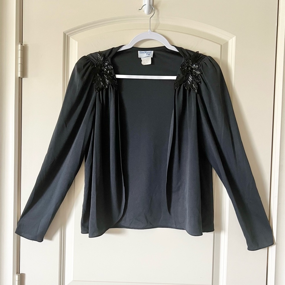 Vintage Bedford Fair black jacket with floral beading